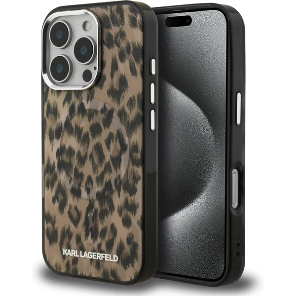 Karl Lagerfeld IML Leopard MagSafe kryt iPhone 16 Pre Max hnedý - Puzdra - Hlavný obrázok