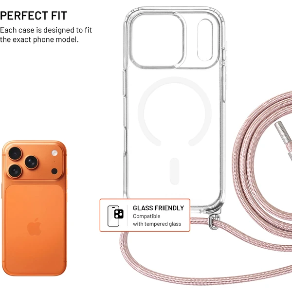 Obal FIXED MagPure Neck s ružovou šnúrkou na krk pre Apple iPhone 18 Pro - Puzdra - Obrázok be810c718e2b4193b633c89ecbb57712
