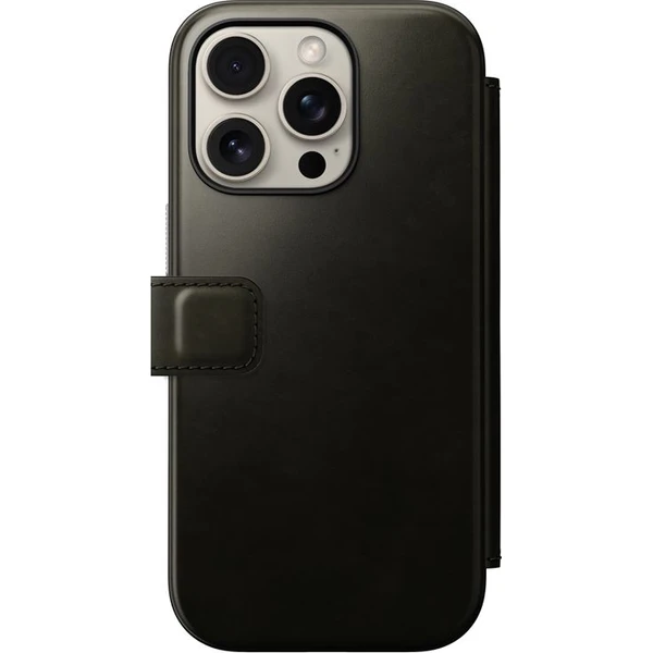 Nomad Modern Leather Folio MagSafe púzdro iPhone 16 Pro zelené chrómované - Puzdra - Obrázok be844d33a4fc4b05af0c83d5b460cf66