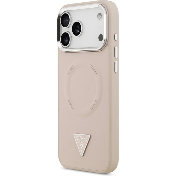 Guess PU Leather Triangle Logo MagSafe kryt iPhone 17 Pro Max ružový - Puzdra - Obrázok becdd55c869e464aa5b4d26923bb07d9