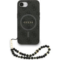 Guess PU Leather 4G farebný pásik s krúžkom MagSafe kryt iPhone 17e/16e čierny - Puzdra