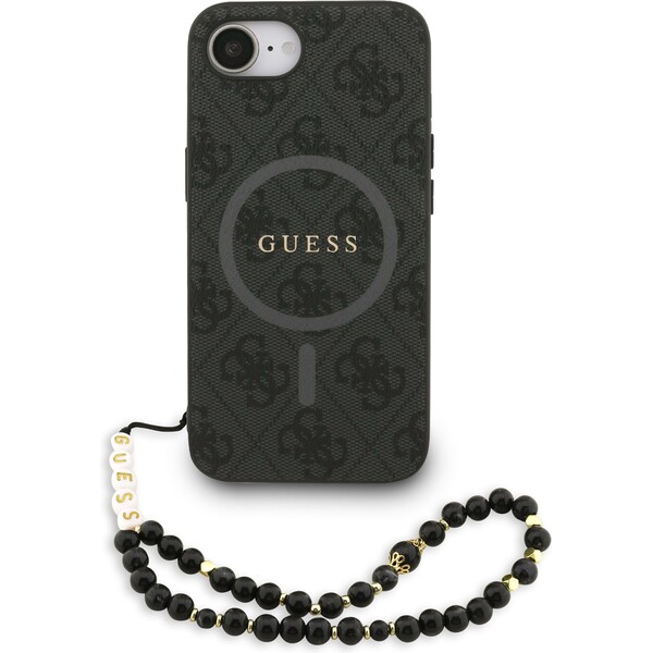 Guess PU Leather 4G Colored Ring Strap MagSafe Zadný Kryt pre iPhone 16e Black