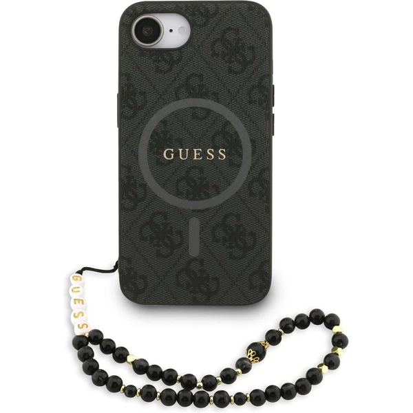 Guess PU Leather 4G farebný pásik s krúžkom MagSafe kryt iPhone 17e/16e čierny - Puzdra - Hlavný obrázok