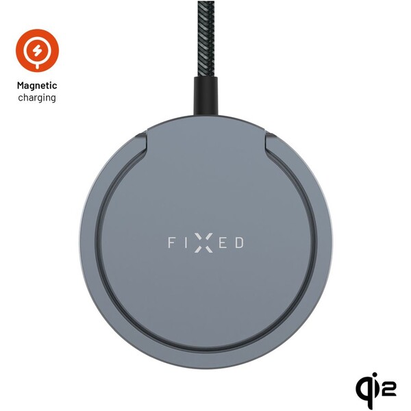 FIXED MagPad Pre nabíjačka Qi2/MagSafe so stojanom, 15W, šedá