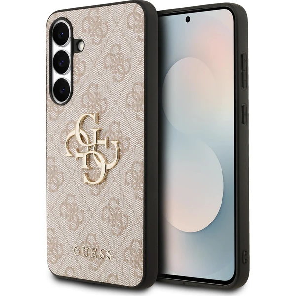 Guess PU 4G Metal Logo Zadný Kryt pre Samsung Galaxy S25 FE ružový - Puzdra - Hlavný obrázok