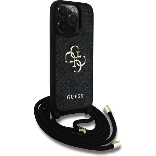Guess PU 4G Metal Logo Crossbody popruh kryt iPhone 15 Pro Max čierny - Puzdra - Obrázok c04ba76e87dd4c4aa35c60219e2eb86f