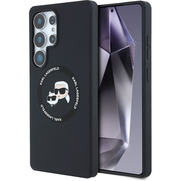 E-shop Karl Lagerfeld Liquid Silicone K&CH Heads MagSafe kryt Samsung Galaxy S25 Ultra čierny