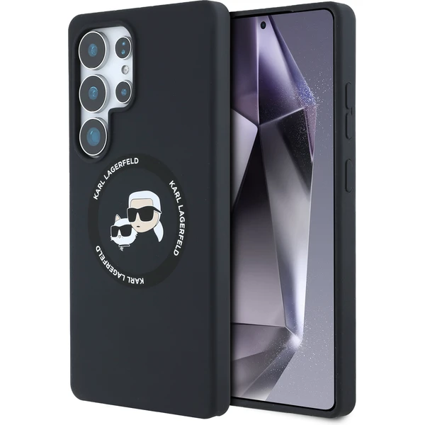 Karl Lagerfeld Liquid Silicone K&CH Heads MagSafe kryt Samsung Galaxy S25 Ultra čierny - Puzdra - Hlavný obrázok