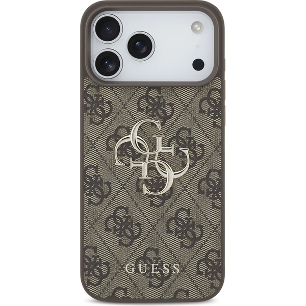 Guess PU 4G Metal Logo Zadný kryt pre iPhone 18 Pro Brown - Puzdra - Obrázok c05b82260a194ba383e029015aa7260d