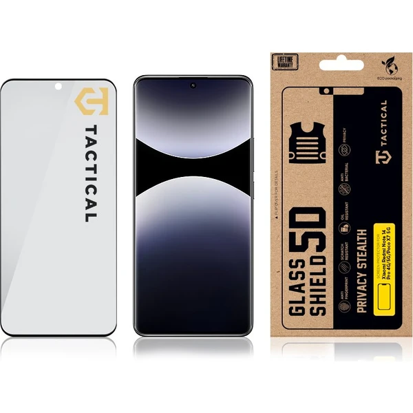 Tactical Glass Shield Privacy Stealth 5D sklo Xiaomi Redmi Note 14 Pro 4G/5G/Poco X7 5G čierne - Ochranné fólie a sklo - Obrázok c1071999807740e1874d96b5413cb637