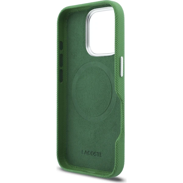Lacoste PVC Iconic Petit Pique kovové logo MagSafe kryt iPhone 16 Pro Max zelený - Puzdra - Obrázok c13e95aa4ff44612824654afab2f7f41
