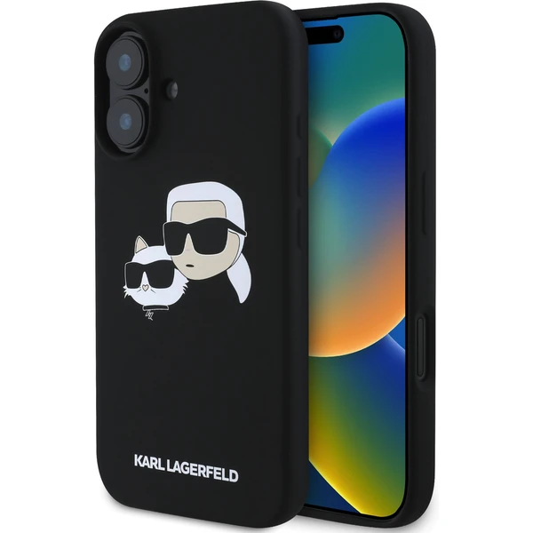 Karl Lagerfeld Liquid Silicone Double Heads MagSafe kryt iPhone 16 Plus čierny - Puzdra - Hlavný obrázok