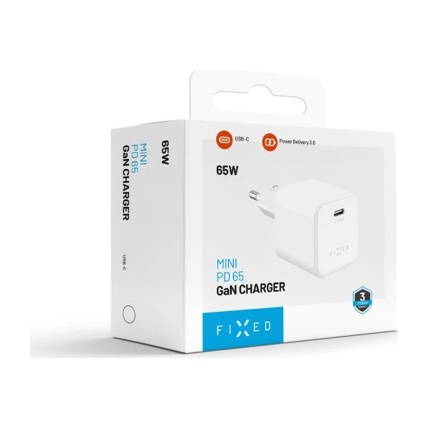 FIXED Mini GaN nabíjačka s USB-C a podporou PD, 65W, biela - Nabíjačky - Obrázok c1d180971d874afea612e551e04ed16d