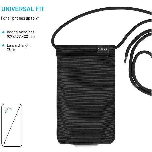 FIXED Camino Sling crossbody pre mobilné telefóny do 7", čierne - Popruhy a crossbody - Obrázok c22f80e90e734a308873c8171a6df81e