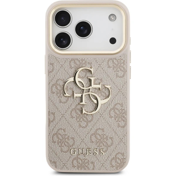 Guess PU Leather 4G Metal Logo Gold Frame kryt iPhone 17 Pro ružový - Puzdra - Obrázok c23193a4822643e7b8640caad3d52d04