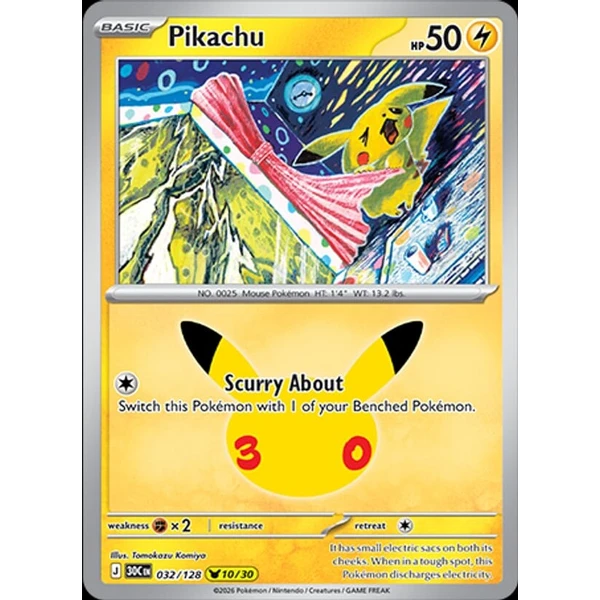 Pikachu (30C 032) - 30th Celebration [Holo] - Kusové karty - Hlavný obrázok