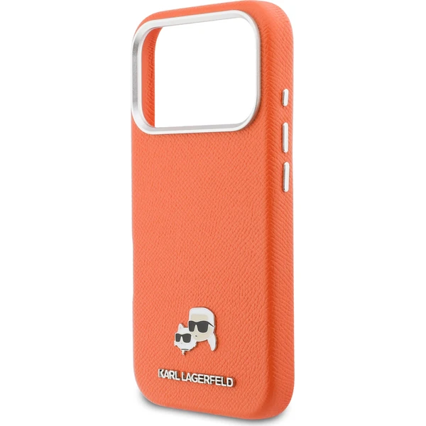 Karl Lagerfeld PU Karl a Choupette Hlavy Kolíky MagSafe kryt iPhone 17 Pro oranžový - Puzdra - Obrázok c28356da892845ebaf2a1187d33d57c8