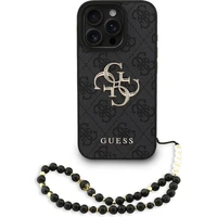 Guess PU 4G Metal Logo Strap kryt iPhone 16 Pro Max čierny - Puzdra