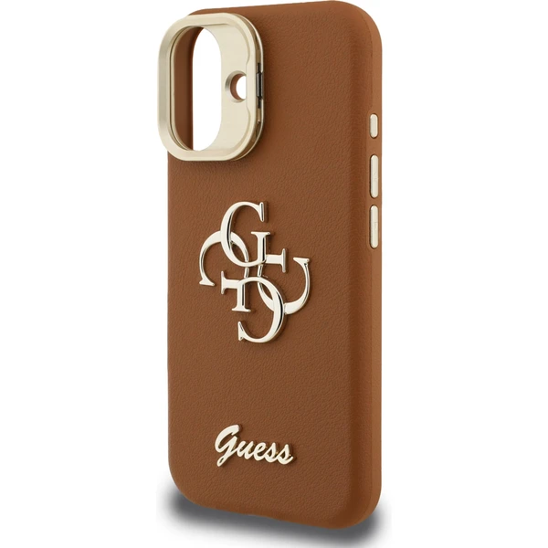 Guess PU Grained 4G Logo Stand Camera Frame kryt iPhone 16 hnedý - Puzdra - Obrázok c325a8d07c14491bb4092a71986ba72f