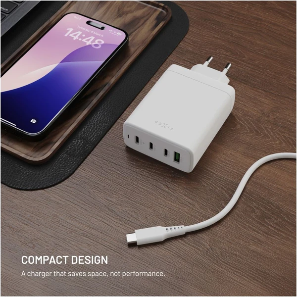 FIXED GaN nabíjačka s 3xUSB-C a USB-A, PD 3.0, 120W, biela - Nabíjačky - Obrázok c3317b49caf9410c8846ba902bd31468