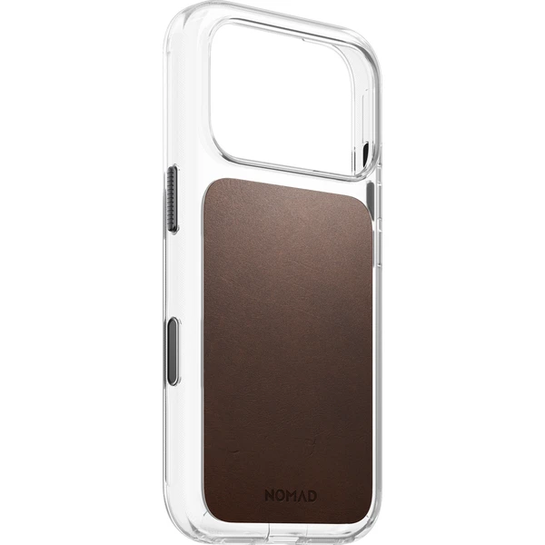 Nomad Clear Leather (Horween) MagSafe kryt iPhone 17 Pro/18 Pro Rustic Brown - Puzdra - Obrázok c381de08a23842efbe9bed8ae5b9554e