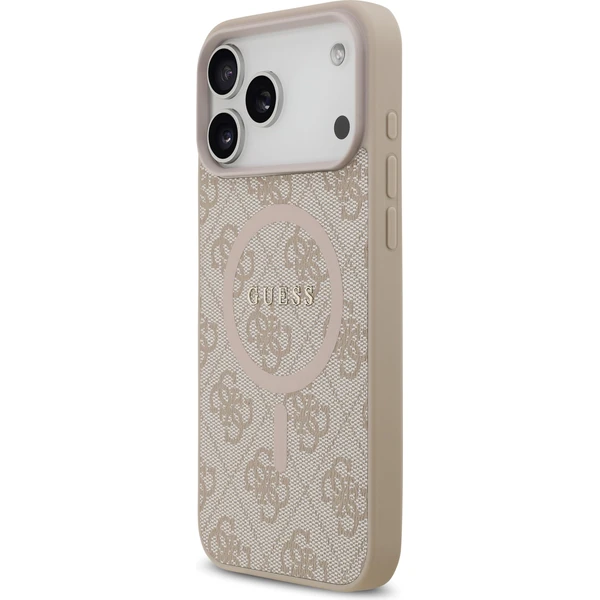 Guess PU Leather 4G Colored Ring MagSafe Zadný Kryt pre iPhone 17 Pro Max ružový - Puzdra - Obrázok c3a8ab64823542ea97b606bc56a0aee2