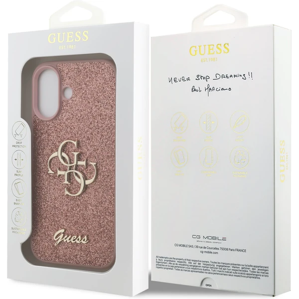 Guess PU Fixed Glitter 4G Metal Logo kryt iPhone 17 ružový - Puzdra - Obrázok c3ff104f34914df4bfd5548b2b3a2825