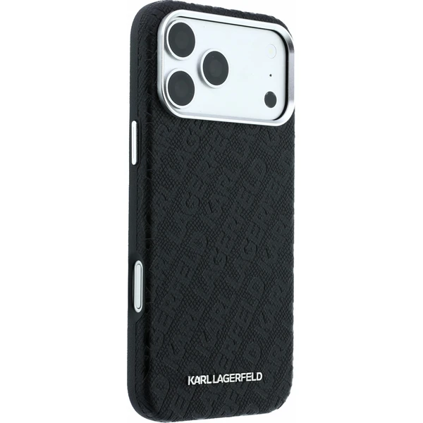 Karl Lagerfeld PU Grained Allover Semi Wrap Magsafe Zadný Kryt pre iPhone 18 Pro Black - Puzdra - Obrázok c40b82af23374ebdb24b074b0bf2b070