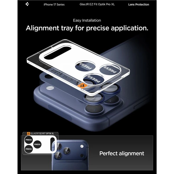 Spigen Glass TR EZ Fit Optik Pro XL sklo na fotoaparát iPhone 17 Pro tmavo modré - Ochranné fólie a sklo - Obrázok c4122d3720644e2888a4da54d5aa1567