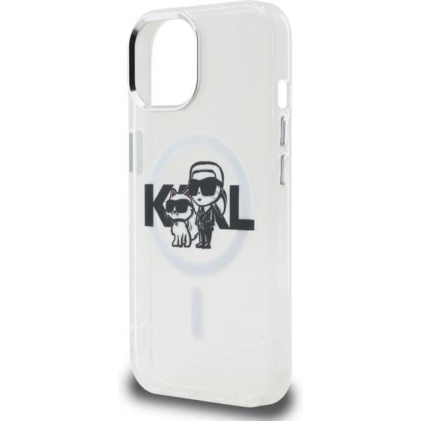 Karl Lagerfeld IML Glitter Karl and Choupette Sketch MagSafe kryt iPhone 15 číry - Puzdra - Obrázok c421f6e865534c2199024bbf0b1a86b7