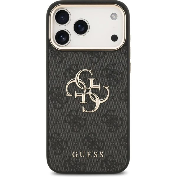 Guess PU Leather 4G Metal Logo Gold Frame MagSafe kryt iPhone 17 Pro Max čierny - Puzdra - Obrázok c42a0f9bfcbd4518871e4747fc5d998b