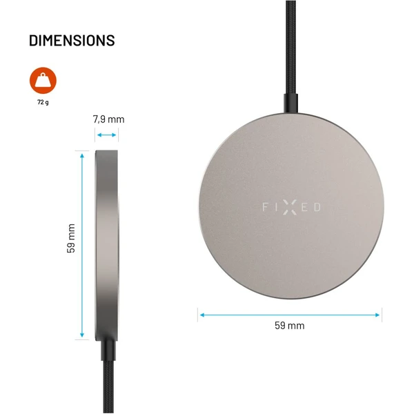 FIXED MagPad Slim MagSafe nabíjačka s Qi2, 15W, titánová - Nabíjačky - Obrázok c43c4c22cdca41608bb1de420dc6542a