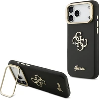Guess PU Grained 4G Logo Stand Camera Frame kryt iPhone 17 Pro Max čierny - Puzdra