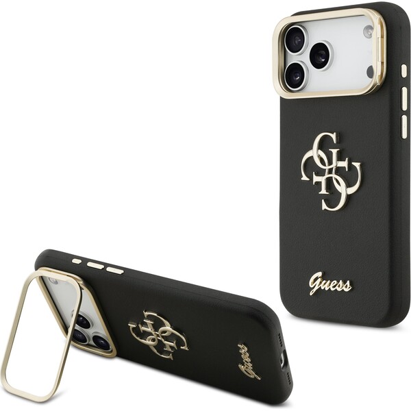 E-shop Guess PU Grained 4G Logo Stand Camera Frame kryt iPhone 17 Pro Max čierny