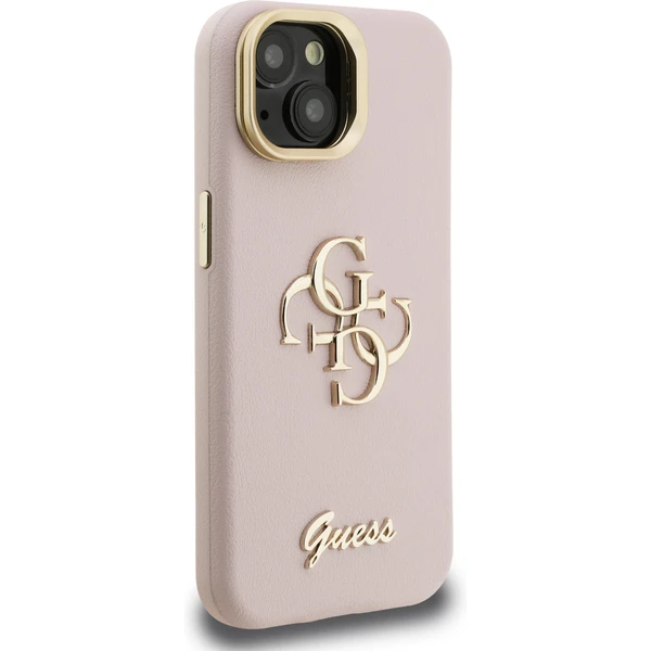 Guess PU Grained 4G Logo Stand Camera Frame kryt iPhone 15 ružový - Puzdra - Obrázok c481ae3368eb4faa9bfc7198a1ba1cca
