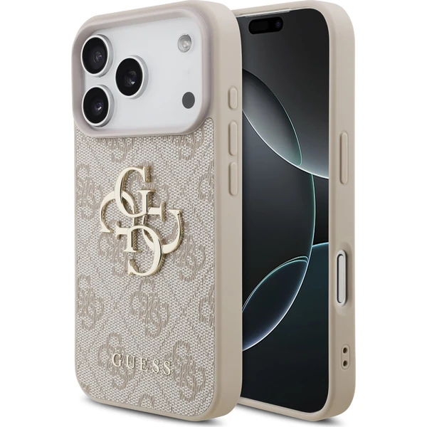Guess PU 4G Metal Logo kryt iPhone 17 Pro ružový - Puzdra - Hlavný obrázok