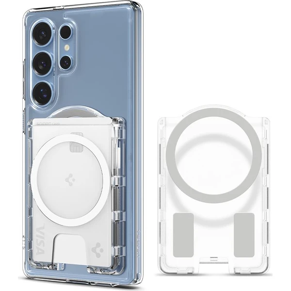 Spigen Ultra Hybrid Wallet MagSafe+ peňaženka Samsung Galaxy S25 Series číra - Peňaženky - Hlavný obrázok