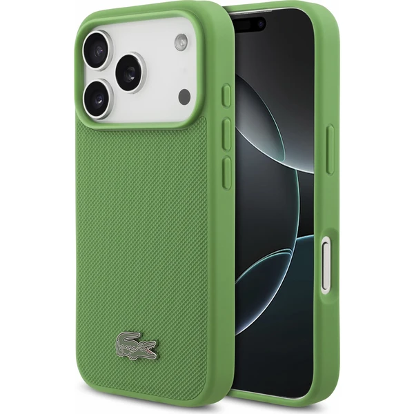 Lacoste PVC Iconic Petit Pique Metal Logo MagSafe Zadný Kryt pre iPhone 18 Pro Estragon - Puzdra - Hlavný obrázok