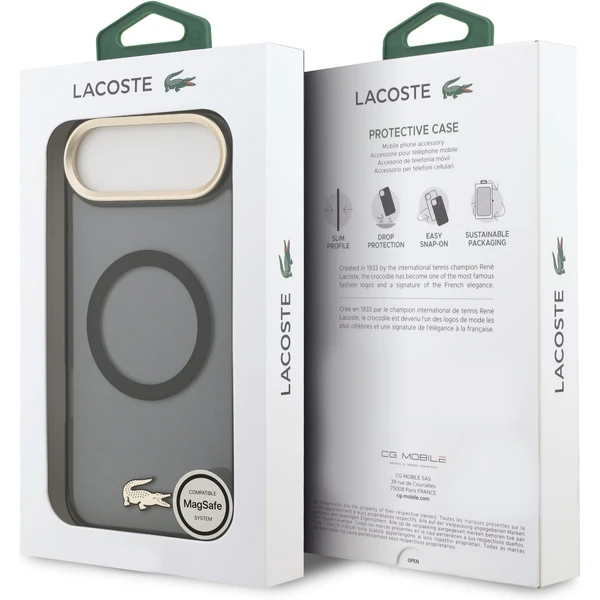 Lacoste PC/TPU Frosted Finish zlatý Logo MagSafe kryt iPhone Air čierny - Puzdra - Obrázok c4c22176f9eb49abb36256303da515bb