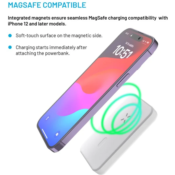 FIXED MagZen powerbanka s bezdrôtovým nabíjaním a Magsafe, 6000 mAh, biela - Powerbanky - Obrázok c51522a1372a4bdebdfdf428f07a7a2d