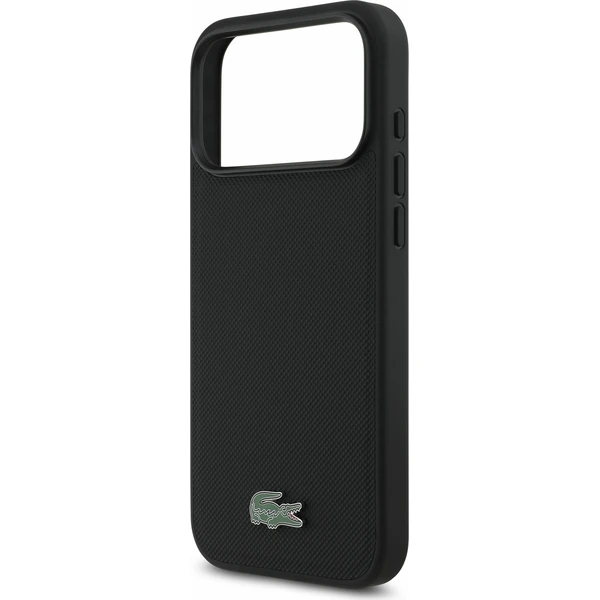 Lacoste PVC Iconic Petit Pique Metal Logo MagSafe Zadný Kryt pre iPhone 18 Pro Max Black - Puzdra - Obrázok c527bd80f4b44c24a2e9ce4bc79f5ddc