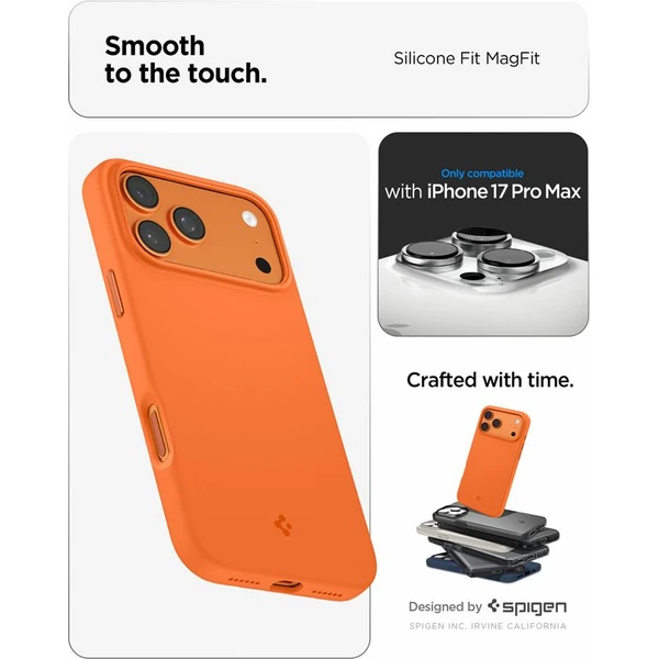 Spigen Silicone Fit MagSafe kryt iPhone 17 Pro Max kozmická oranžová - Puzdra - Obrázok c570149315574335bf8c0c592f5a280f