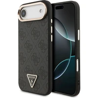 Guess PU Leather 4G Triangle Logo Gold Frame MagSafe kryt iPhone Air čierny - Puzdra
