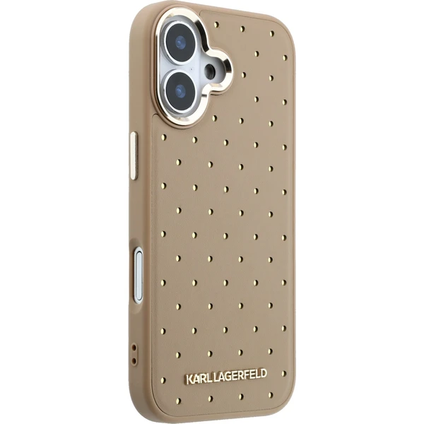 Karl Lagerfeld PU Perforated Gold Dots MagSafe Zadný Kryt pre iPhone 17 Beige - Puzdra - Obrázok c585c1f1ee3e48a5be719c26044d531c