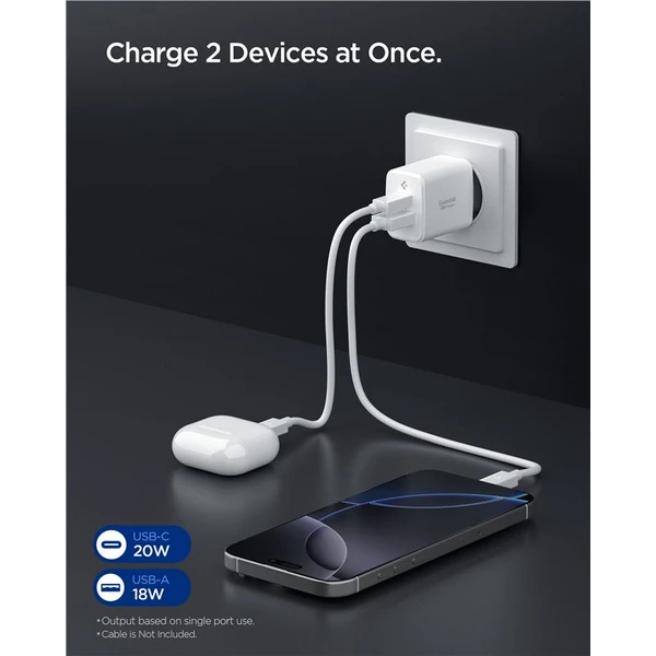 Spigen Essential EE202EU (20W) USB-C/USB-A nabíjačka biela - Nabíjačky - Obrázok c5b48b86a49e441f92dff3ac9d0cdd51