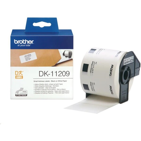 Brother DK11209 samolepiace štítky biele 29 mm x 62 mm