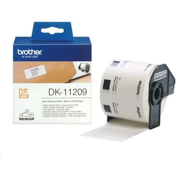 Brother DK11209 samolepiace štítky biele 29 mm x 62 mm - Pásky pre štítkovače - Hlavný obrázok