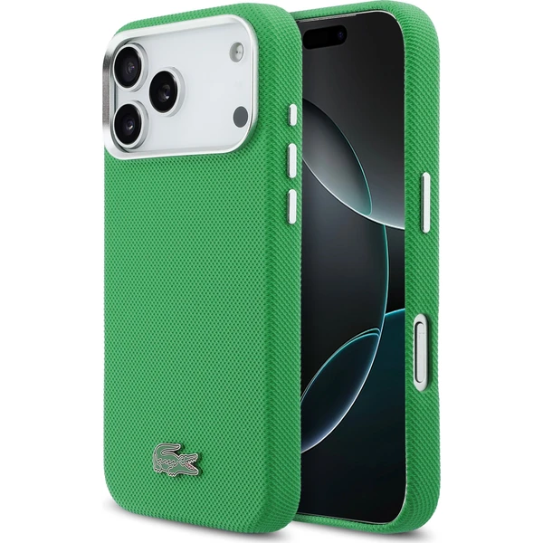 Lacoste PVC ikonický malý piké kovové logo MagSafe kryt iPhone 17 Pro Max zelený - Puzdra - Hlavný obrázok