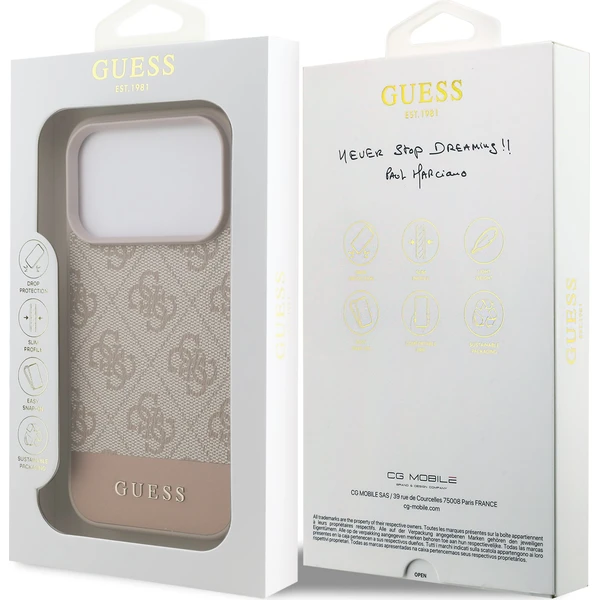 Guess PU 4G Stripe Zadný Kryt pre iPhone 17 Pro ružový - Puzdra - Obrázok c641c9470dea447b90d15cc61138518b