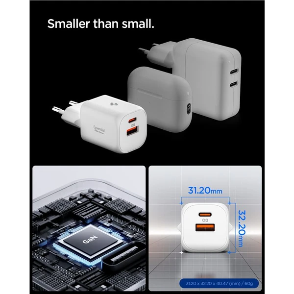Spigen Essential EE352EU (35W) USB-C/USB-A nabíjačka biela - Nabíjačky - Obrázok c647972fc2344a8f8900945e1f75dd06